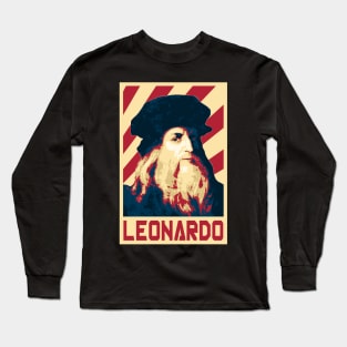 Leonardo Da Vinci Retro Propaganda Long Sleeve T-Shirt